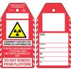 Norm/LSA Contamination Check tag, English, Black on Red, White, Yellow, 80,00 mm (W) x 150,00 mm (H)